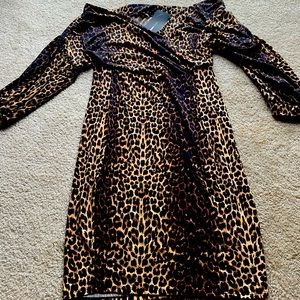 Fashion Nova Cheetah Print Off Shoulder Dress